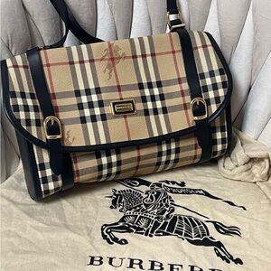 Authentic Burberry Beige and Black Checkered Handbag